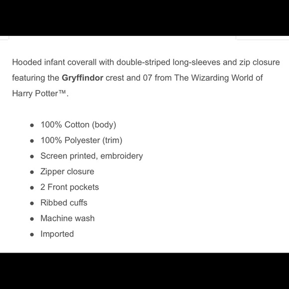 Gryffindor infant coveralls - Picture 6 of 9